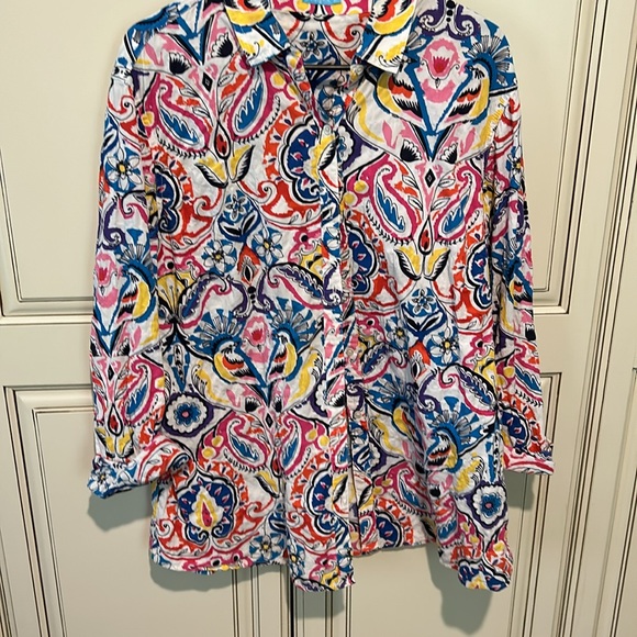 Fun colorful, J McLaughlin blouse size extra large - Picture 2 of 3